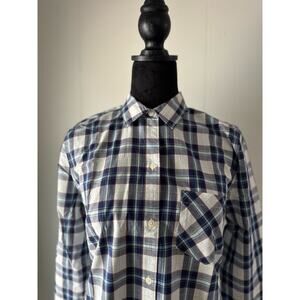 Women's UNTUCKit Sorbo Blue Plaid Shirt Size 4